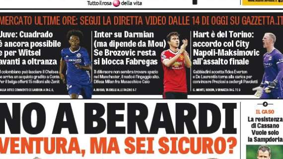 Prime pagine - Inter su Darmian (ma dipende da Mou). Tentativo per Lichtsteiner, Brozovic blocca Fabregas?