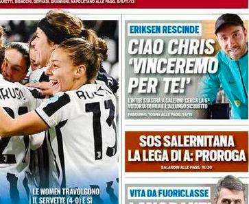 Prima TS - Eriksen rescinde. Ciao Chris: "Vinceremo per te!"