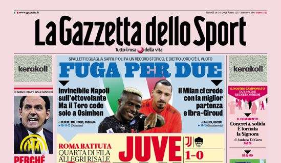 Prima pagina GdS - Perché l'Inter non va. Dimarco, la Lazio doveva fermarsi?