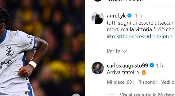 Bisseck scherza dopo il gol divorato: "Tutti i sogni di essere attaccante sono morti". E Carlos Augusto lo rincuora