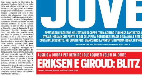 Prima TS - Eriksen e Giroud: blitz Inter. In Coppa Italia c'è la Fiorentina: polemica Gasp