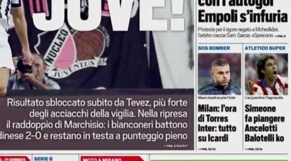 Prime pagine - Inter a due punte. Icardi la certezza. Moratti torna in tribuna dopo assenza di quattro mesi