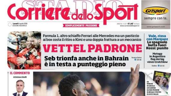 Prima pagina CdS - Sorpasso Lazio, Spalletti ko. Oddo durissimo