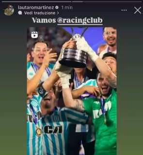 Il Racing alza al cielo la Copa Sudamericana, Lautaro esulta: "Complimenti alla squadra e al popolo racingista"