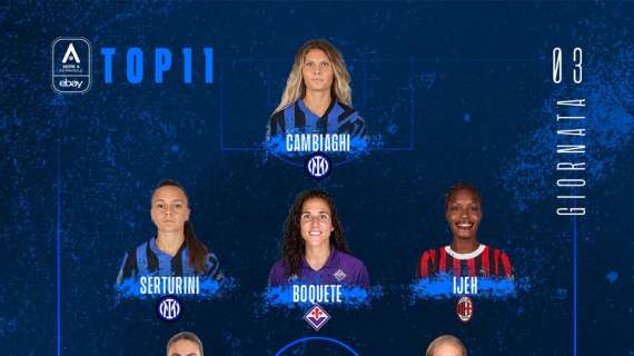 Serie A Femminile, dopo il derby col Milan tre nerazzurre entrano nella Top 11 settimanale