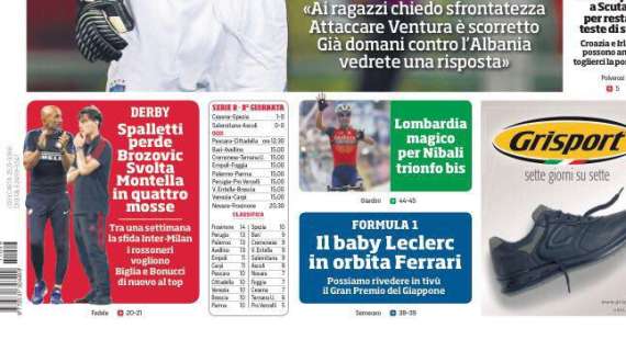 Prima pagina CdS - Derby, Spalletti perde Brozovic