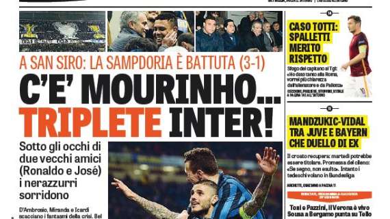 Prime pagine - C'è Mourinho, Triplete nerazzurro. Ma è troppo facile con la Samp. Fischi a Ronaldo