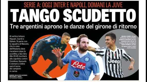 Prime pagine - Tango scudetto. Inter-Soriano e Napoli-Imbula: è sfida mercato. Mancini punta tutto su Lavezzi