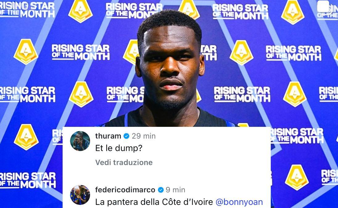 Bonny mostra lo scettro del 'Rising Star'. E Dimarco lo 'incensa': "La pantera ivoriana"