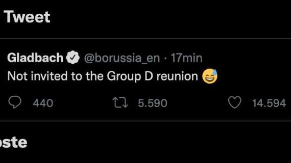 Il 'Gladbach su Twitter: "Non invitati alla reunion del Gruppo D"