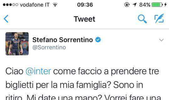 Potere di Twitter: Sorrentino chiede all'account dell'Inter dove comprare i biglietti per stasera