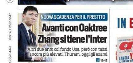 Prima TS - Avanti con Oaktree. Zhang si tiene l'Inter. Thuram, oggi gli esami