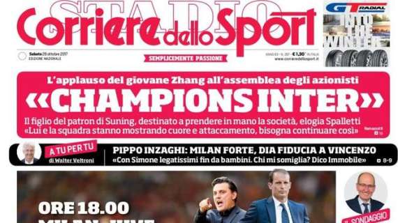 Prima pagina CdS - L'applauso di Zhang Jr.: "Champions Inter"