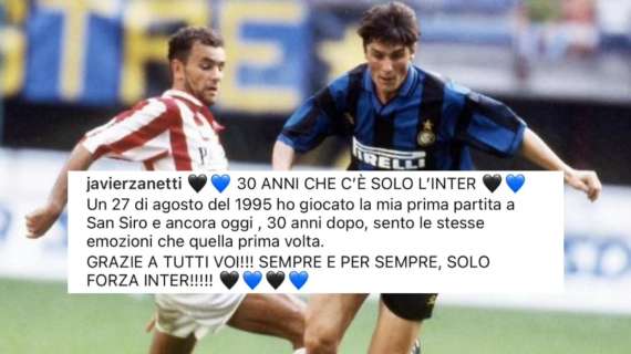Trent'anni fa l'esordio di Zanetti. Il ricordo di Javier: "Ancora oggi sento le stesse emozioni"