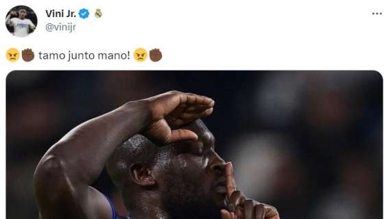 Il caso Lukaku fa il giro del mondo. Vinicius jr sui social: "Tamo junto mano"