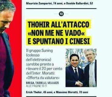 Prima pagina GdS - Thohir: "Non me ne vado". Moratti: "Offerta cinese da valutare"