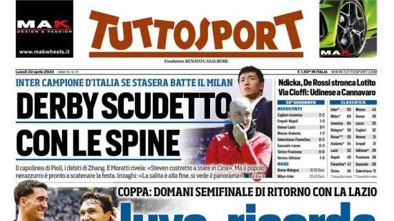 Prima TS - Derby Scudetto con le spine. Inter campione d’Italia se stasera batte il Milan