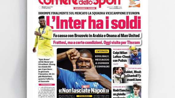 Prima CdS - L'Inter ha i soldi: fa cassa con Brozovic in Arabia e Onana al Man United