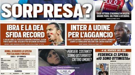 Prima pagina TS - Inter a Udine per l'aggancio. Conte allontana il derby di Coppa
