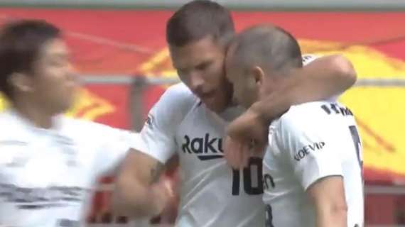 VIDEO - Torna la premiata ditta Podolski-Iniesta: gran gol dell'ex nerazzurro, ma che assist lo spagnolo