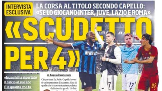 Prima CdS - Scudetto per quattro. La corsa al titolo secondo Capello: "Se lo giocano Inter, Juve, Lazio e Roma"
