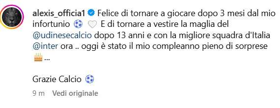 Sanchez: "Felice di tornare dopo l'infortunio". E non dimentica l'Inter: "La miglior squadra d'Italia"