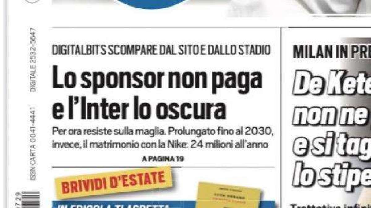 Prima TS - Lo sponsor non paga e l'Inter lo oscura: Digitalbits scompare  dal sito e dallo stadio