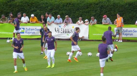 FOTO FV, Il riscaldamento dei viola a 30' dal match