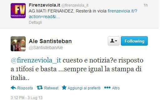 PRECISAZIONE FV, Santisteban e twitter...