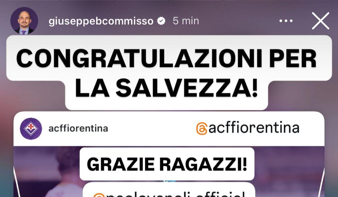 Giuseppe Commisso: "Congratulazioni per la salvezza. Grazie ragazzi!"