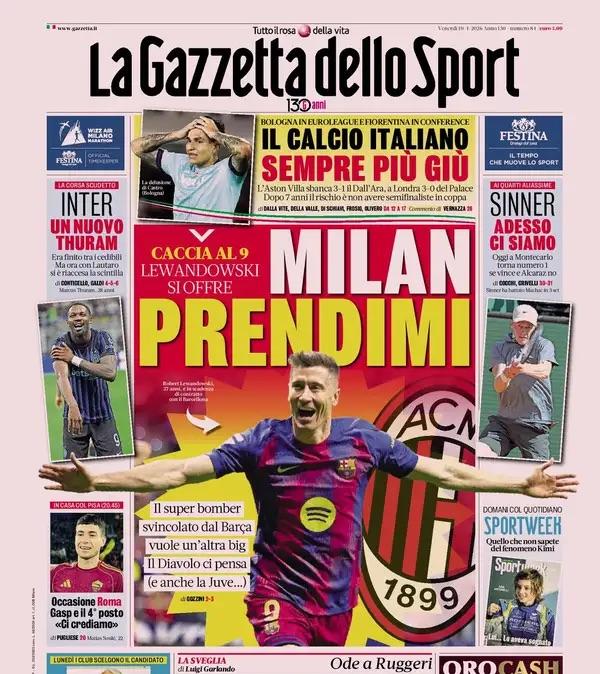 Rassegna stampa, ecco le prime pagine dei quotidiani sportivi 