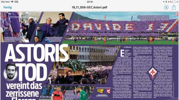 FOTO FV, Sport Bild titola "Astori unisce Firenze"