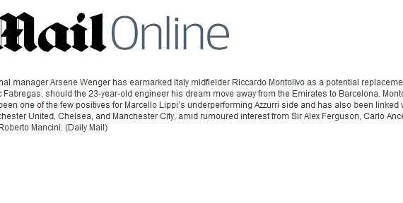 DAILY MAIL, Mezza Premier su Montolivo