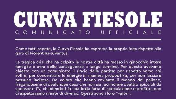 C. FIESOLE, Assente domani. Il comunicato