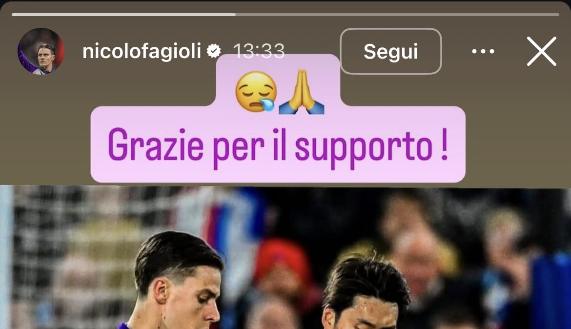 Fagioli ringrazia i tifosi della Fiorentina: "Grazie per il supporto!"