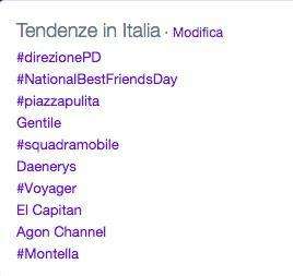 #MONTELLA, Nella top-ten degli hashtag italiani