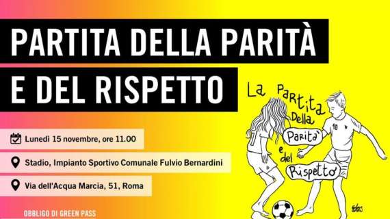 ROMA, Il 15/11 la "Partita della parità e del rispetto"