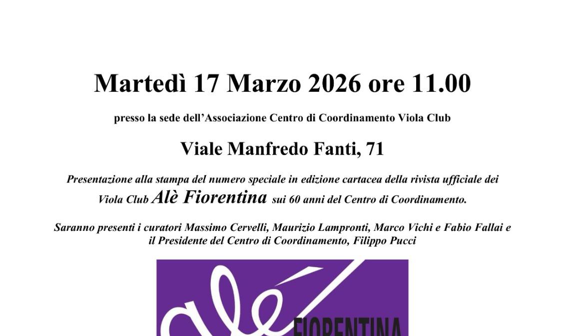 Sessant’anni di tifo viola: domani la presentazione del numero speciale di Alé Fiorentina