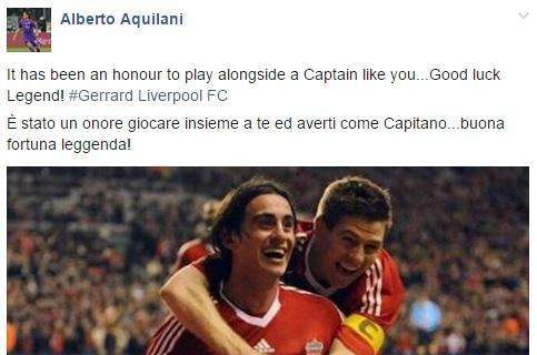 AQUILANI, E' stato un onore giocare con Gerrard