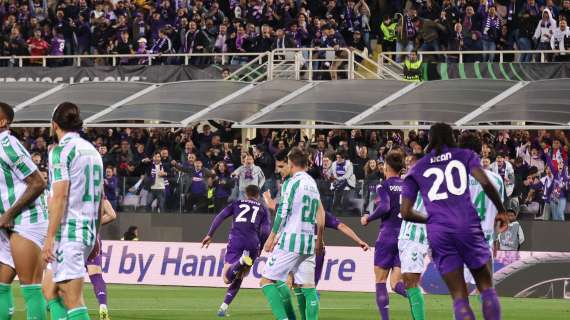 Fiorentina-Real Betis, il secondo tempo finisce 2-1 (3-3): si va ai supplementari