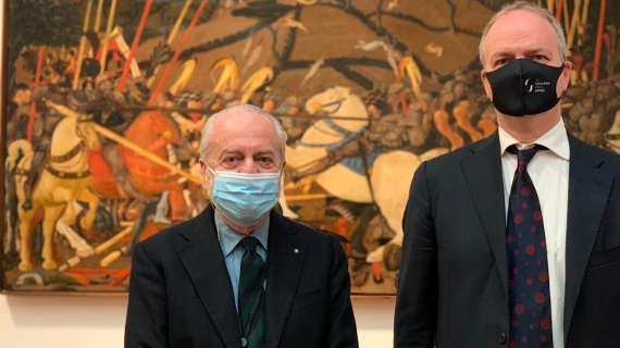 FOTO, De Laurentiis e Corsi stamani agli Uffizi