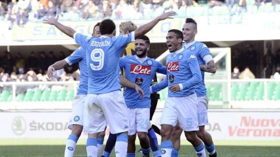 SERIE A, Il Napoli batte 2-0 il Verona: Insigne-Higuain