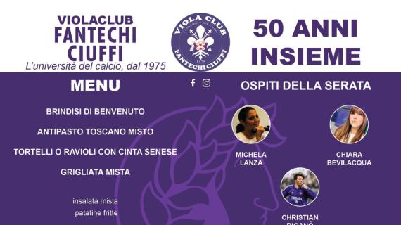 Il Viola Club Fantechi Ciuffi festeggia i suoi 50 anni: all'evento presenti due ex viola