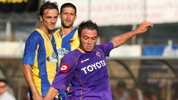 FIORENTINA-BARCA, Gol di Pazzini