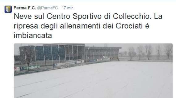 FOTO, Per il Parma palestra e corsa... sotto la neve