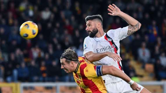 MILAN, Pari tra le polemiche a Lecce, Giroud salta i viola