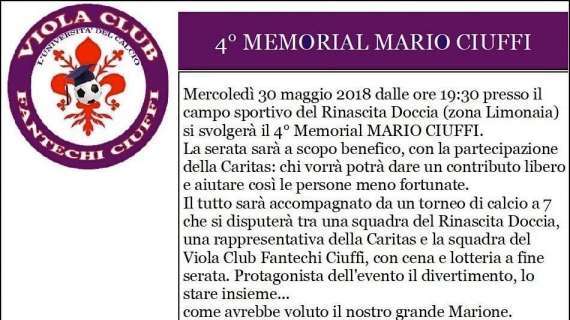 MEMORIAL CIUFFI, Domani sera al Rinascita Doccia