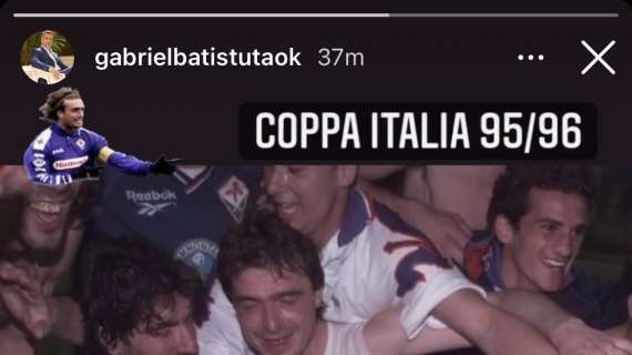 BATISTUTA, Ricorda sui social C.Italia vinta nel 1996