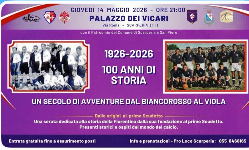  "Dalle origini al primo Scudetto", l'evento del 14 maggio per i 100 anni di storia della Fiorentina