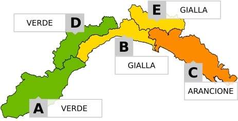 Allerta meteo per domani su parte della Liguria per piogge